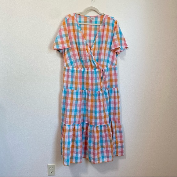 Croft & Barrow Multicolor Plaid Midi Dress 1X - Picture 2 of 8